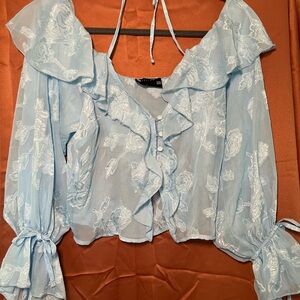 Light Blue Floral Women's Top